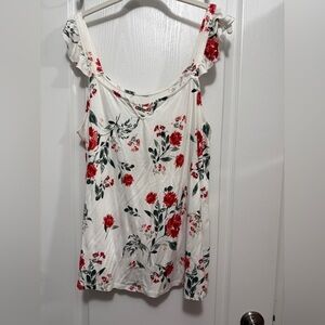 Torrid Super Soft Floral‎ Lattice Ruffle Top women 1X flutter sleeve tank nwt